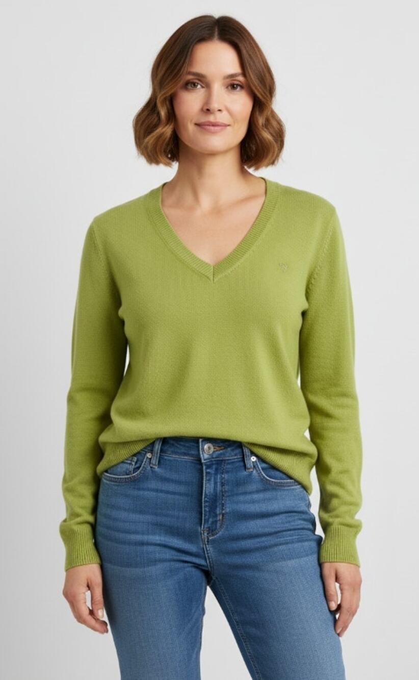 EDDIE BAUER V-NECK PULLOVER SWEATER COTTON ANGORA BLEND WOMENS XLARGE GREEN NWT